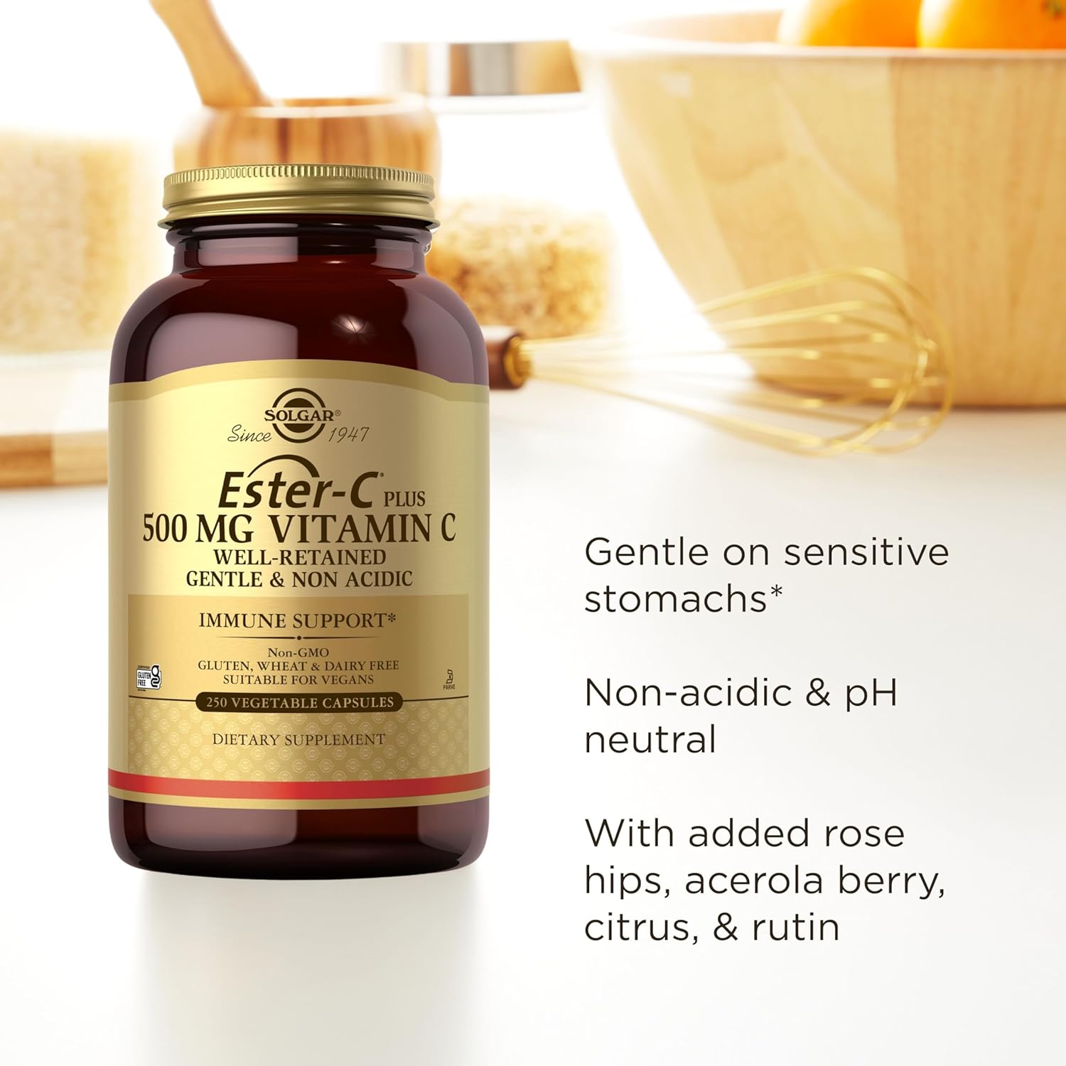 Solgar Ester-C Plus 500 mg Vitamina C (Complejo Ascorbato) - 250 Cápsulas Vegetales