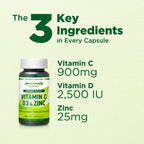Immune Boost Complex – Vitamina C 900mg, D3 2500 UI y Zinc 25mg – Apoyo al Sistema Inmunitario – 60 Cápsulas Vegetales – Innervis Nutrition