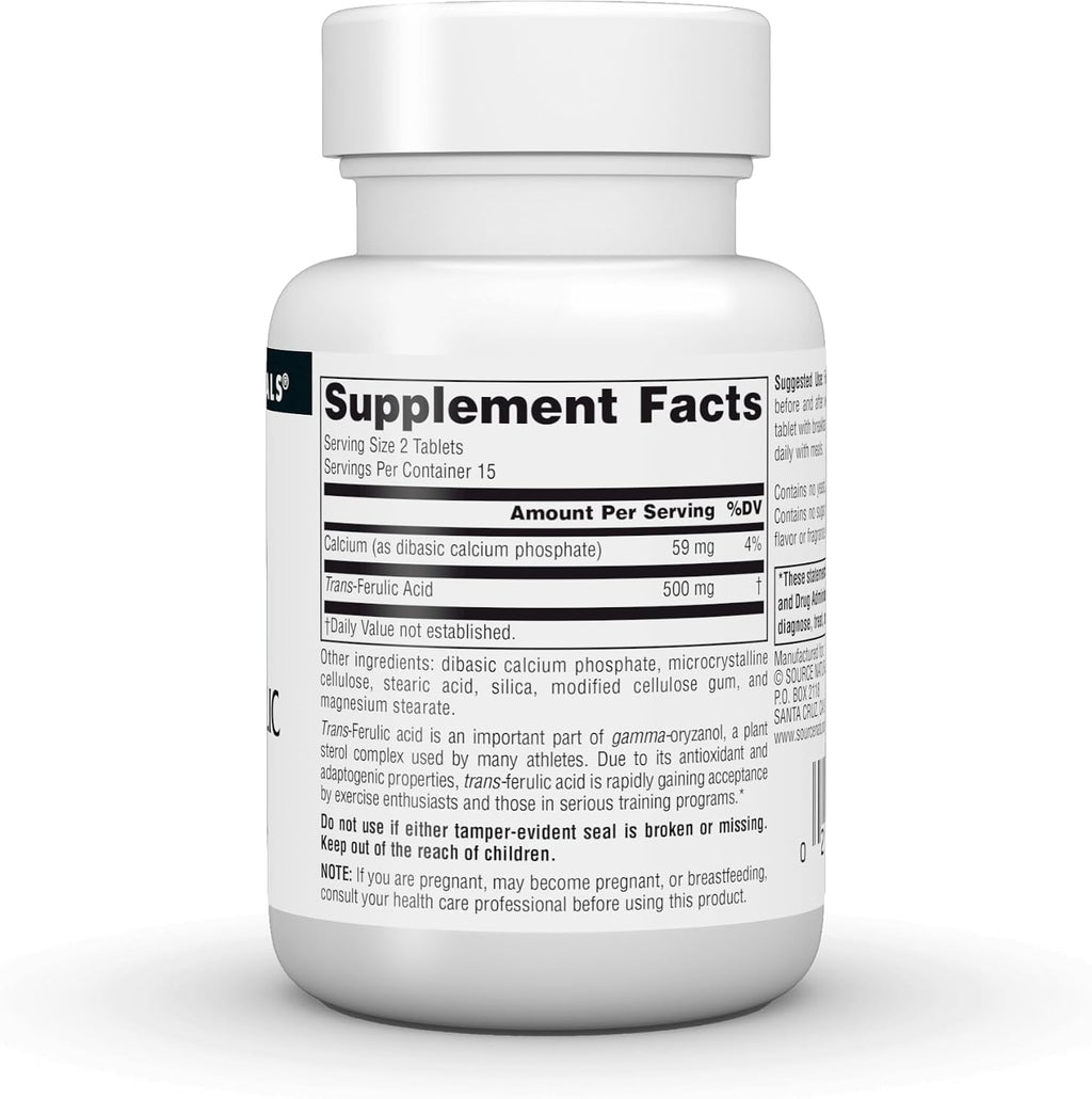 Source Naturals Athletic Series Ácido Trans-Ferúlico 250 mg, 30 Comprimidos