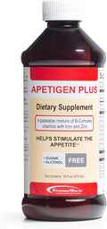 Apetigen-Plus Estimulante del Apetito Líquido para Niños y Adultos – con Vitaminas B1, B2, B3, B5, B6, B12, Zinc, Hierro y L-Lisina – Sin Azúcar, Sin Aceite de Pescado – 473 ml (16 oz), Sabor Naranja