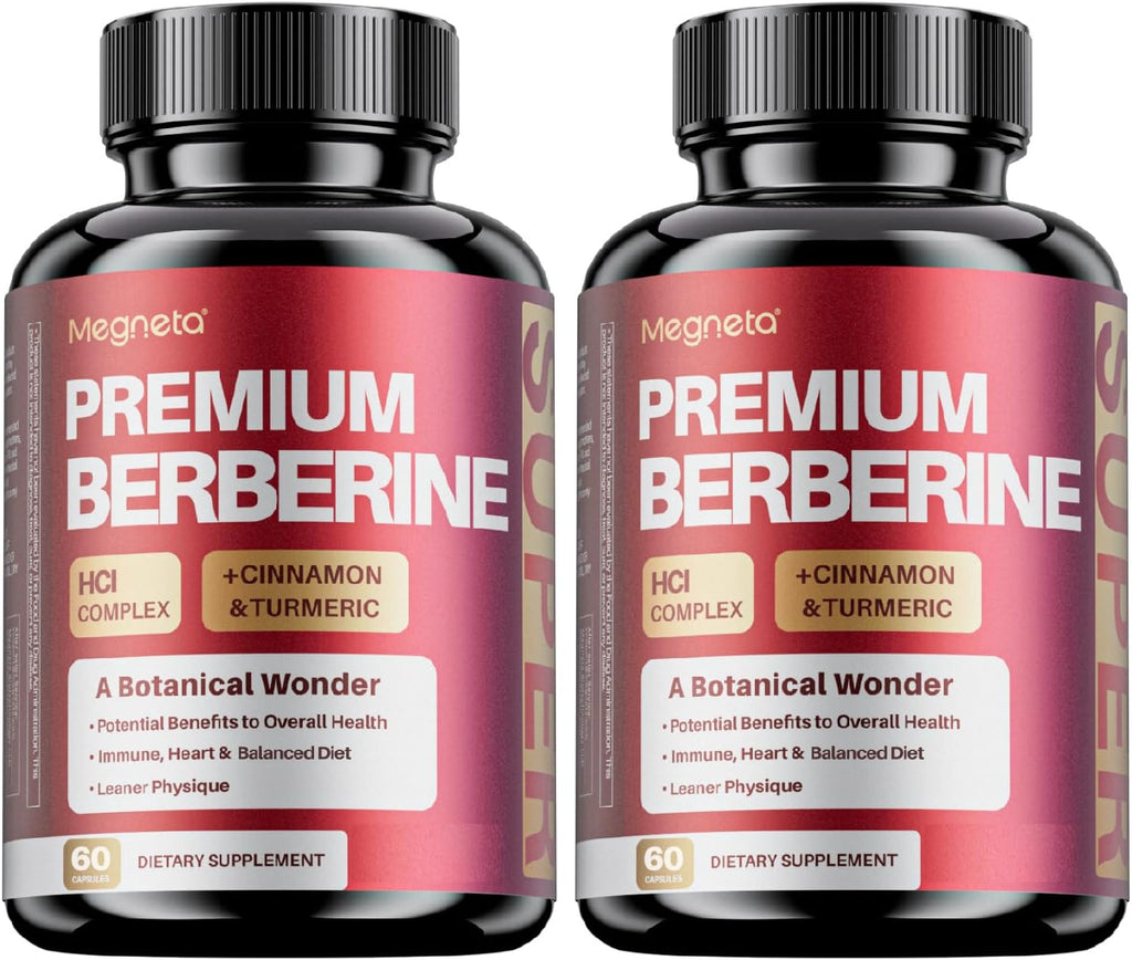 MEGNETA Premium Berberine HCl Complex con Canela y Cúrcuma - 120 Cápsulas