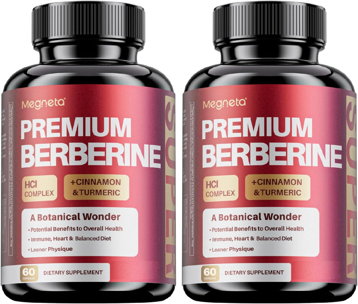 MEGNETA Premium Berberine HCl Complex con Canela y Cúrcuma - 120 Cápsulas - görsel 1