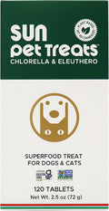Sun Chlorella Sun Premios para Mascotas - Suplemento verde superfood para perros y gatos - 120 premios