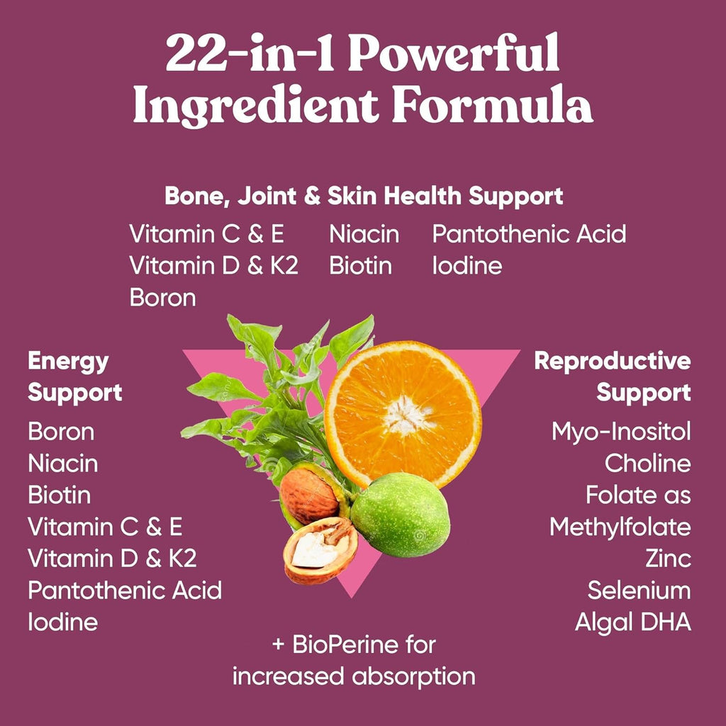Eu Natural Next Gen Multivitamínico para Mujeres - 22 Vitaminas Optimizadas para Inmunidad, Energía, Huesos y Belleza - 60 Cápsulas Vegetales