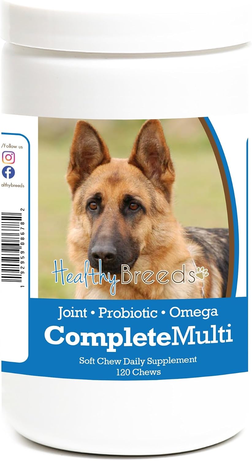 Healthy Breeds Multivitamínico Todo en Uno para Pastor Alemán – 120 Comprimidos Masticables Suaves