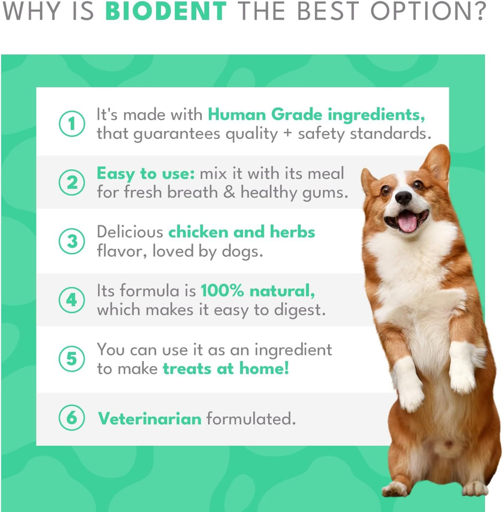 Natural PET Biodent Complemento Nutricional para Perros, Sabor Pollo y Finas Hierbas, 30 Sobres