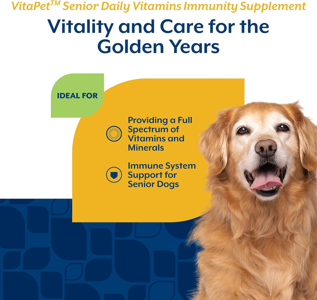 NaturVet VitaPet Senior Daily Vitamins Plus Glucosamine para Perros, 60 comprimidos masticables