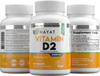 HAYAT Vitamins Vitamina D2 Natural Vegana 2400 UI, Certificada Halal (Paquete de 3)