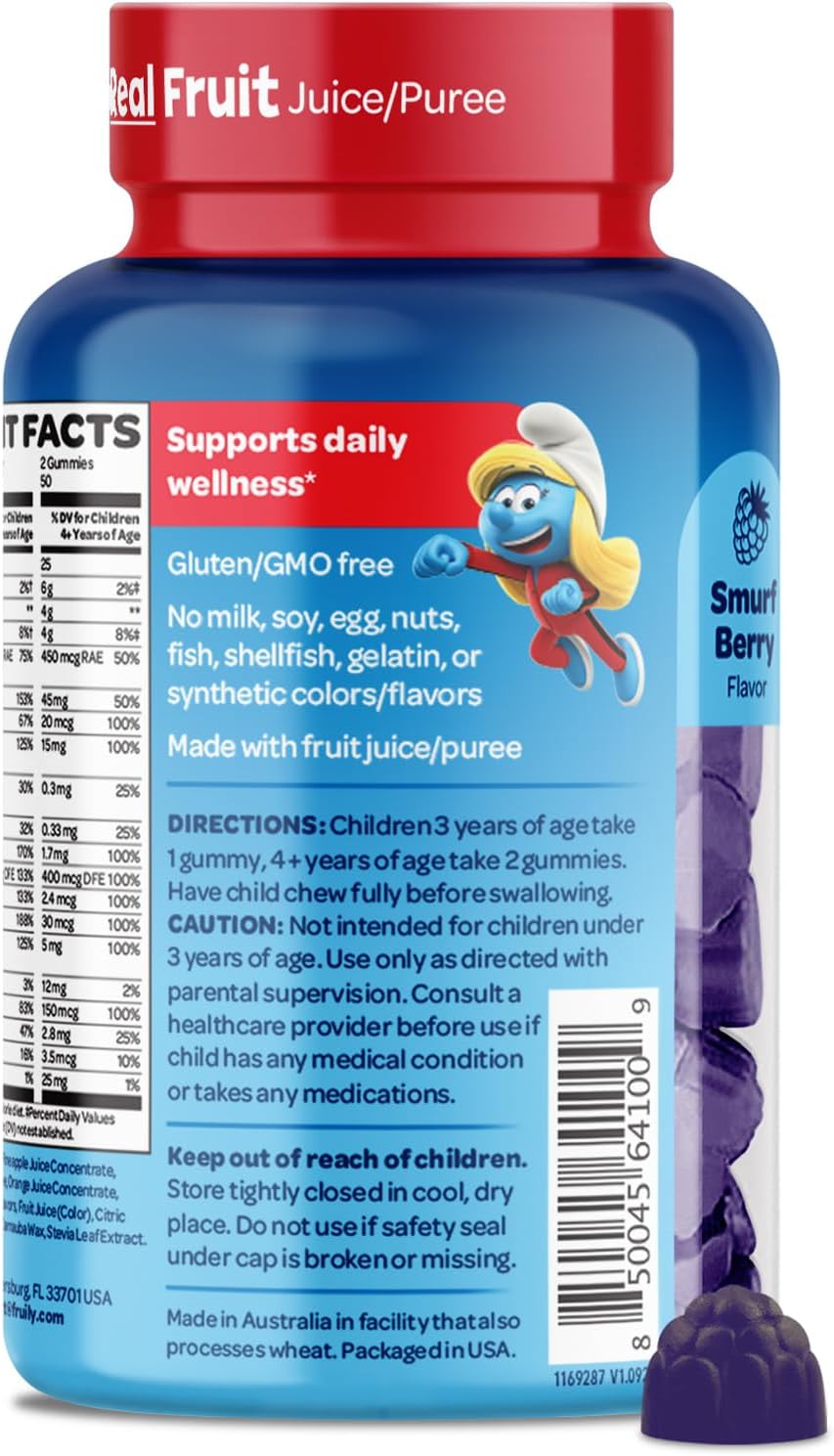 VITABURST Smurfs Multivitaminas en Gominolas para Niños - 15 Vitaminas y Minerales - 100 Gominolas