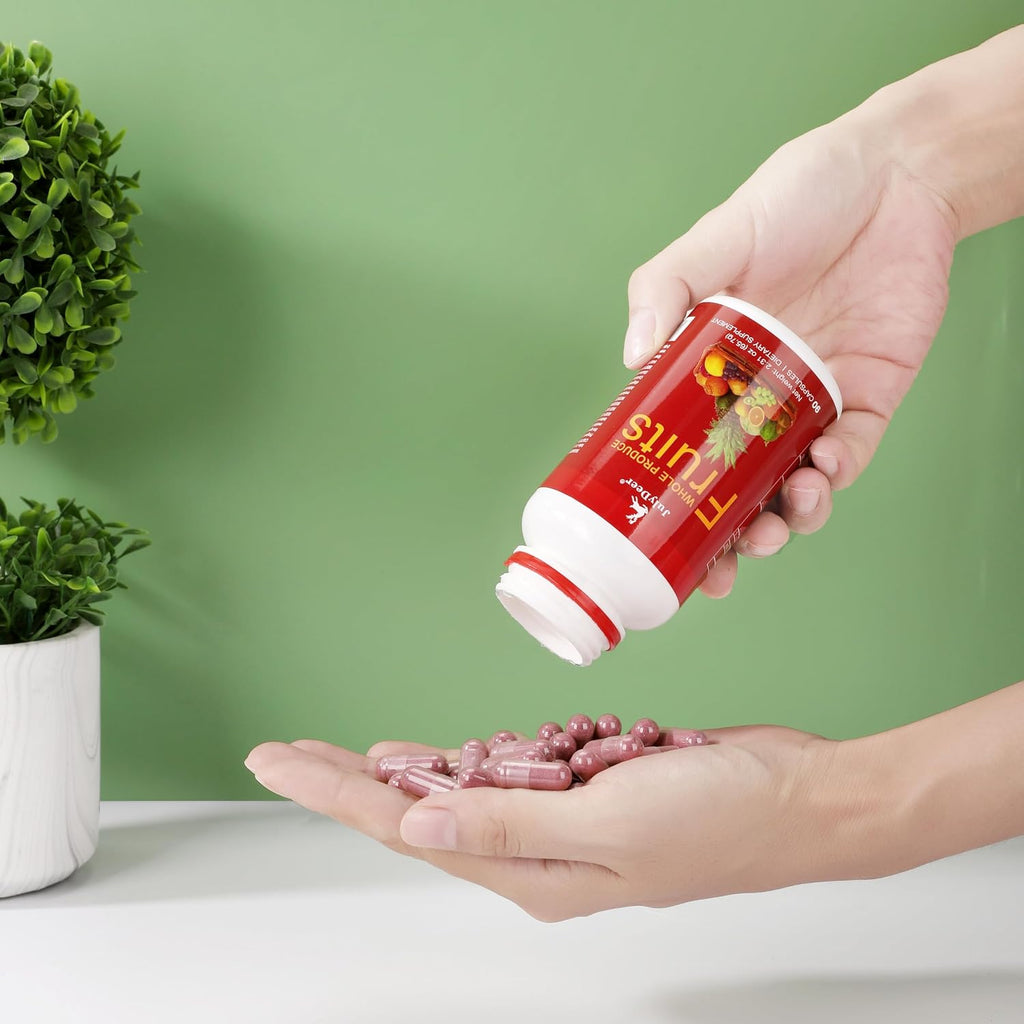 JulyDeer Fruit Supplement – 90 Cápsulas Vegetarianas | Mezcla de 16 Frutas Naturales | Fórmula Superfood con Vitaminas y Minerales