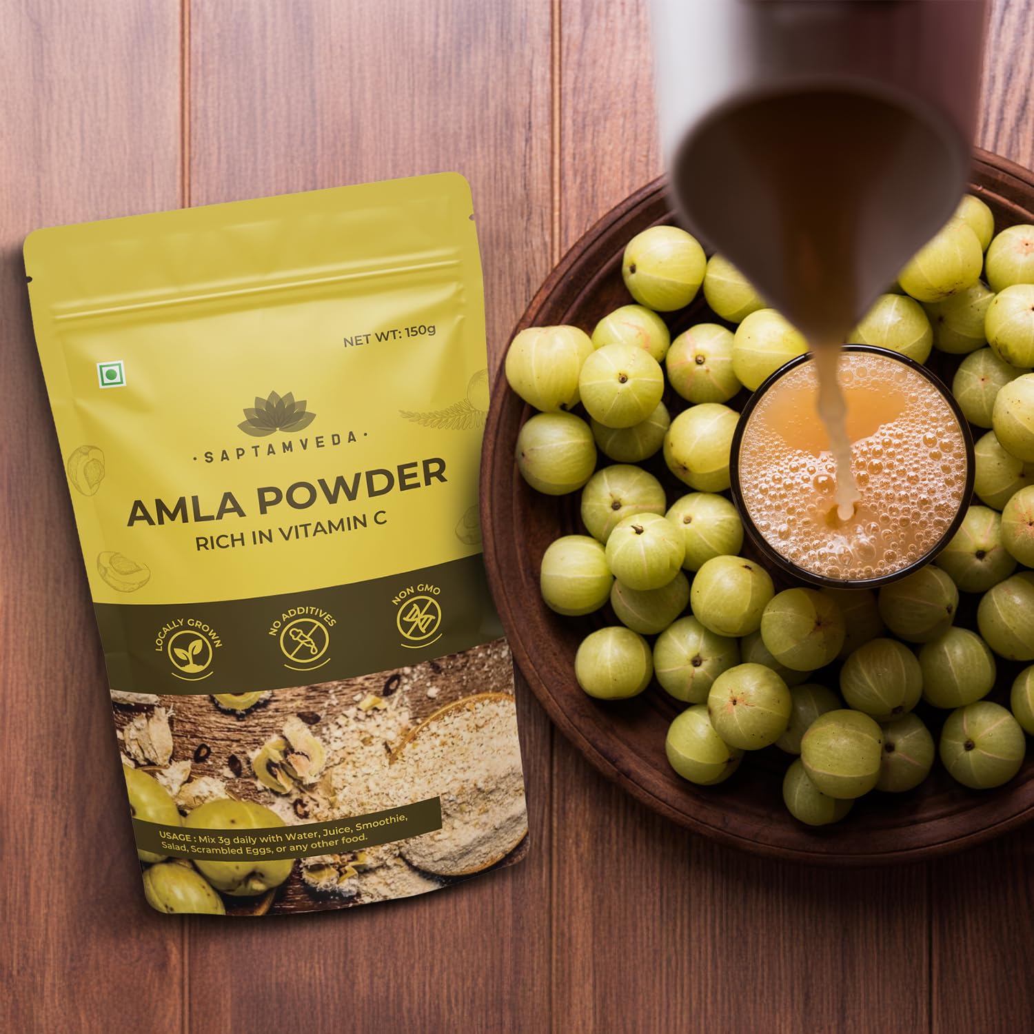 SAPTAMVEDA Amla Indian Gooseberry Powder (150g)/ 5.29 Ounce