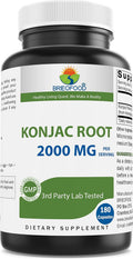 Brieofood Glucomannan de Raíz de Konjac 2000 mg por Dosis - 180 Cápsulas Vegetarianas