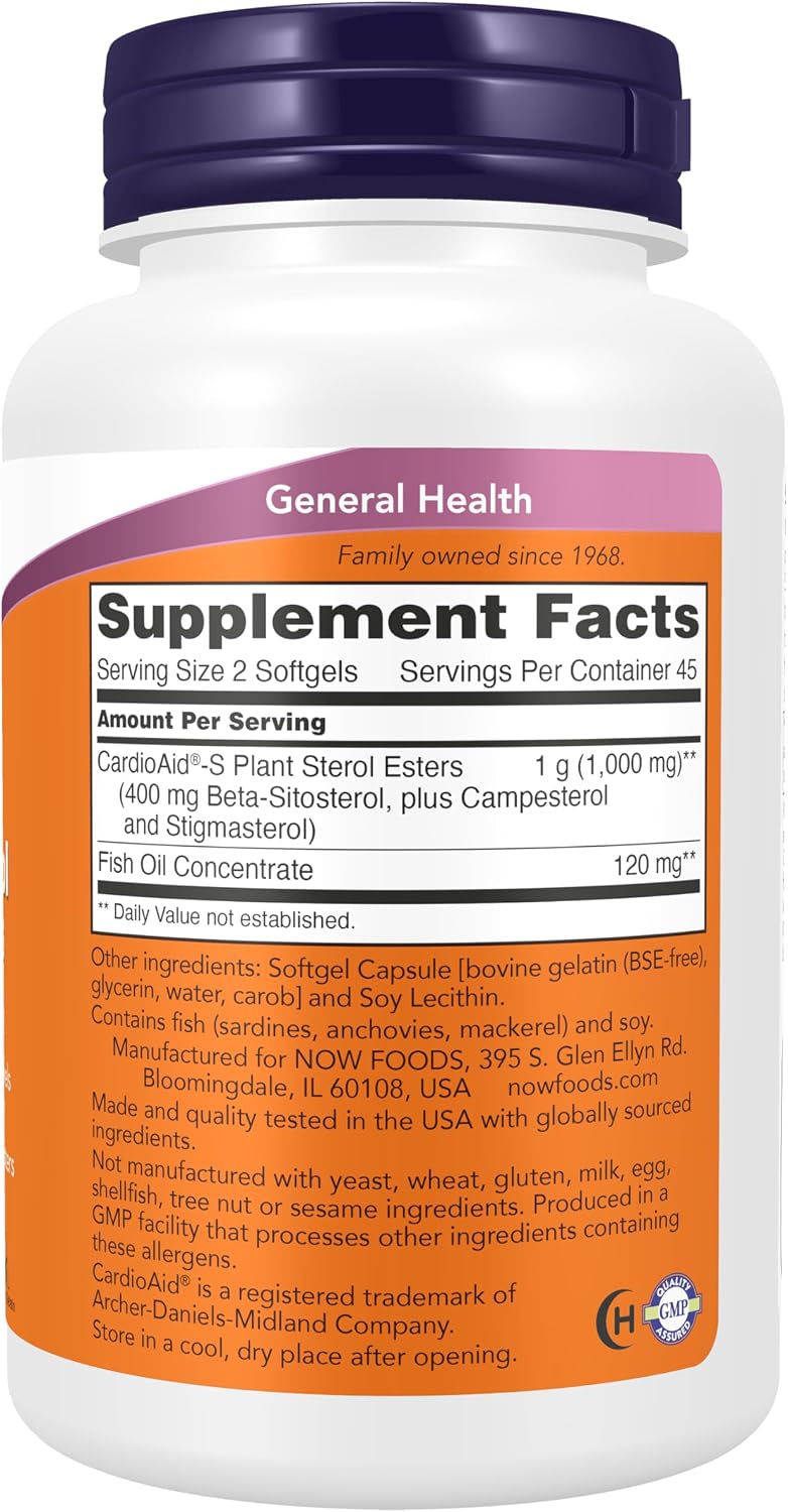 NOW Foods Beta-Sitosterol con CardioAid-S y Aceite de Pescado, 90 Cápsulas