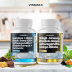 Vitamax Pure Himalayan Shilajit con Sea Moss, Ashwagandha, Bladderwrack y Ginkgo Biloba - Cápsulas Veganas