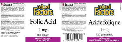 Ácido Fólico 1 mg, 180 comprimidos - Natural – La síntesis normal de aminoácidos. – Image 2