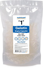 Nutricost Cápsulas Vacías de Gelatina Tamaño 1 - 500 Cápsulas Transparentes