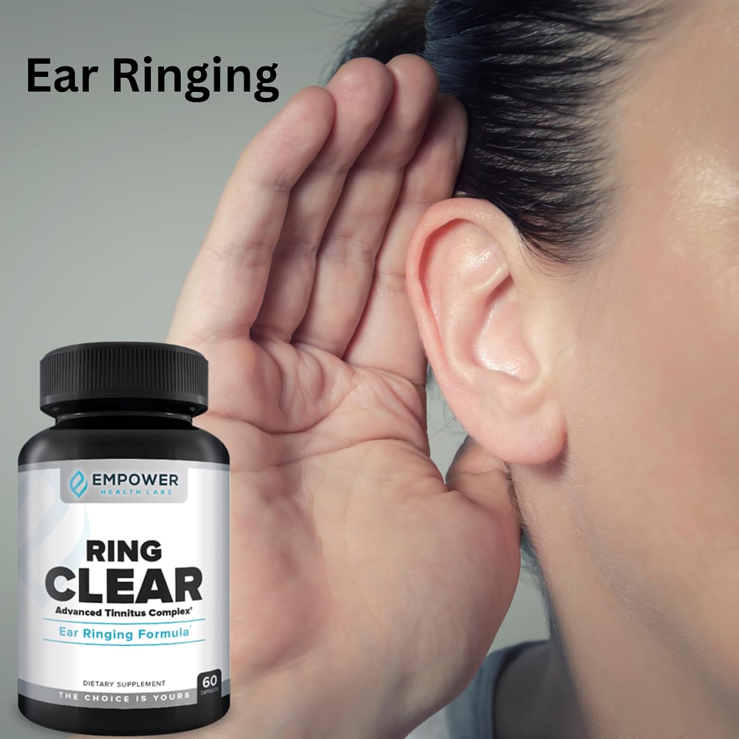Ring Clear Fórmula Natural para el Alivio del Zumbido en los Oídos - 30 Días