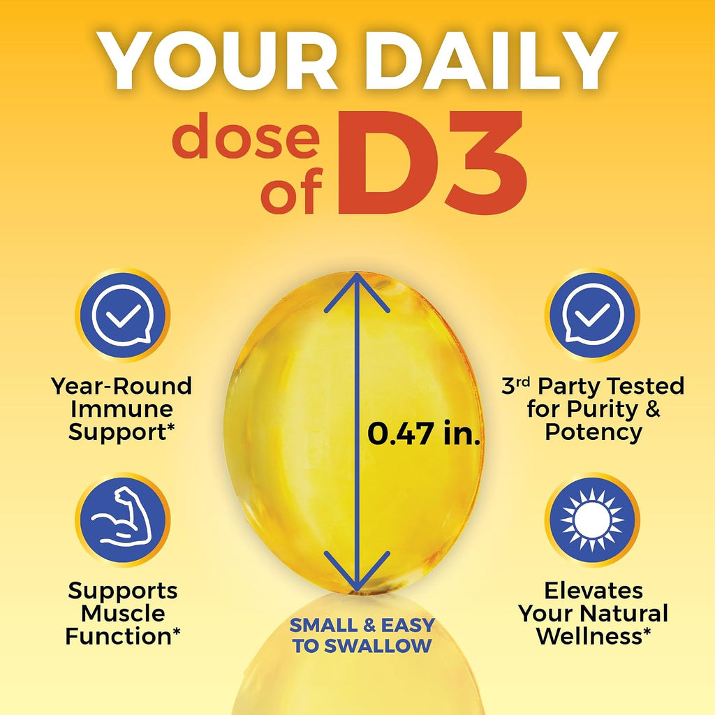 Viva Naturals Vitamin D3 5000 IU Softgels, 360 Count (125 mcg)