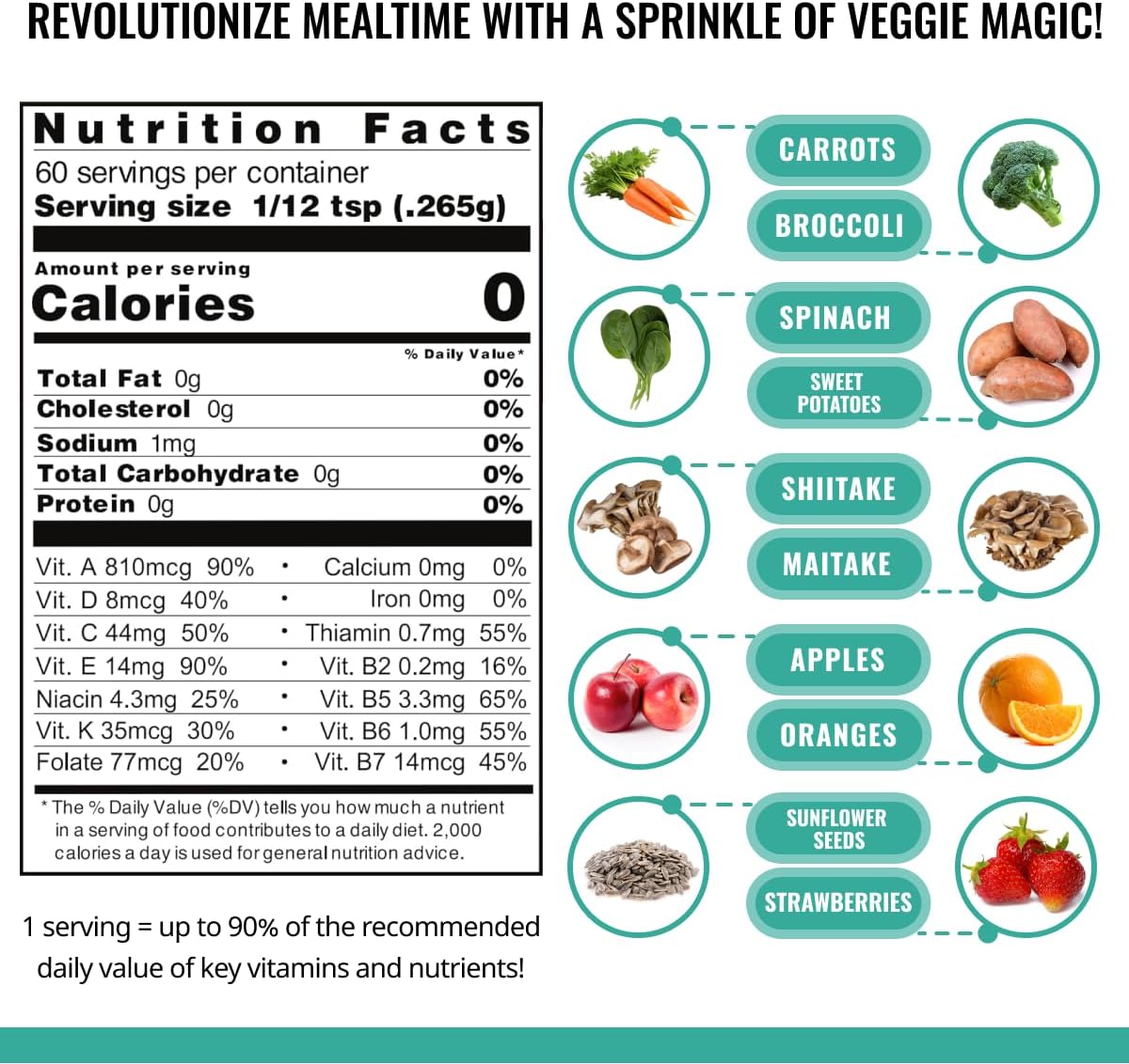 ENOF Polvo Orgánico de Frutas y Verduras - 60 Raciones - Niños y Adultos