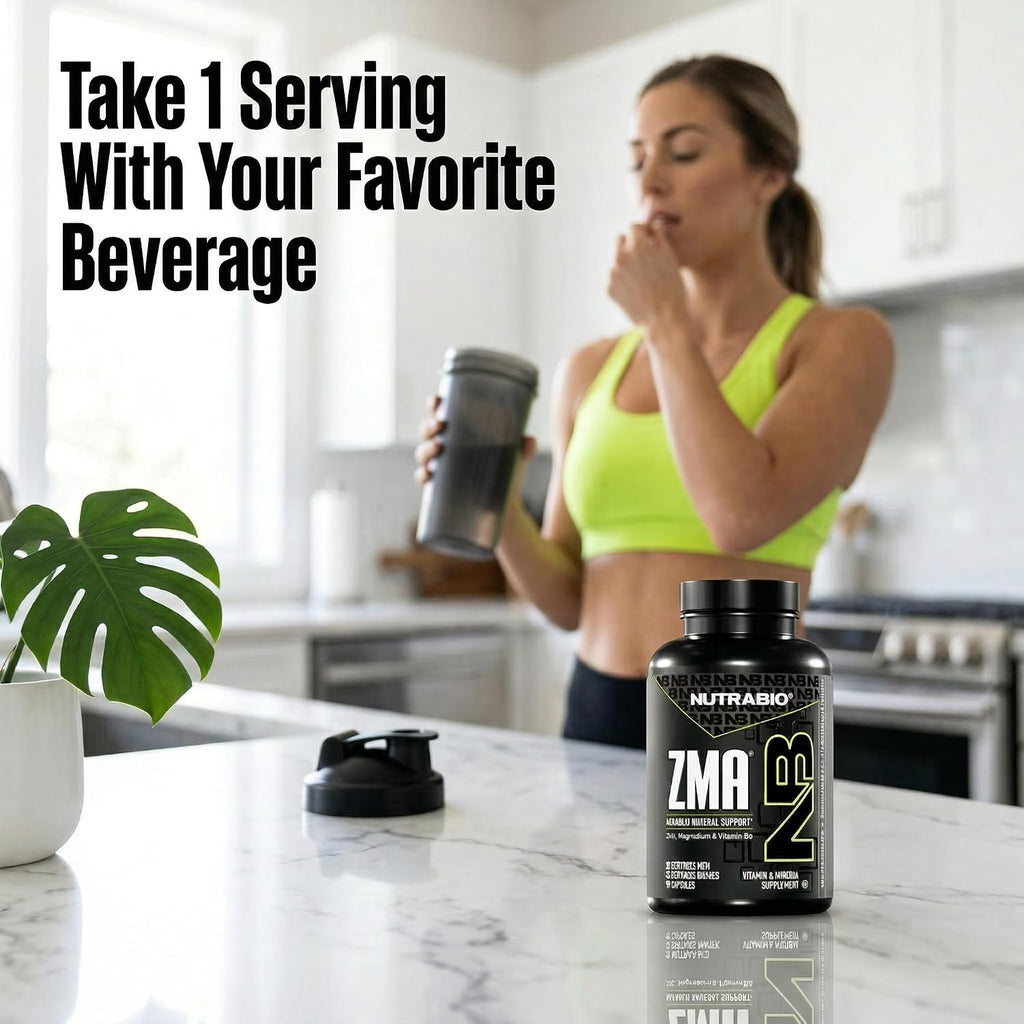 NutraBio ZMA - 180 Capsules - Zinc, Magnesium and Vitamin B6