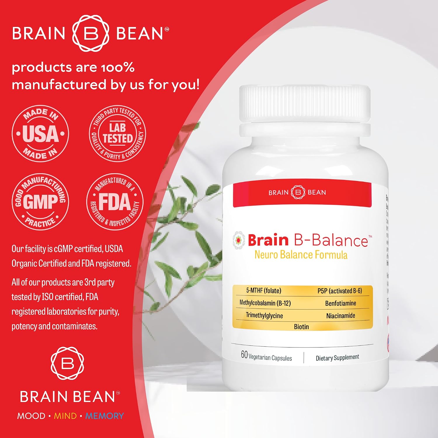 Brain B Balance: Complejo B Metilado - Fórmula Neurobalance - 60 Cápsulas Veganas
