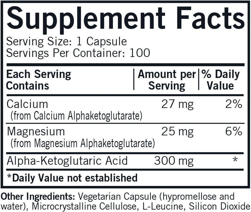 Kirkman Ácido Alfa-Cetoglutárico 300 mg - 100 Cápsulas Vegetales