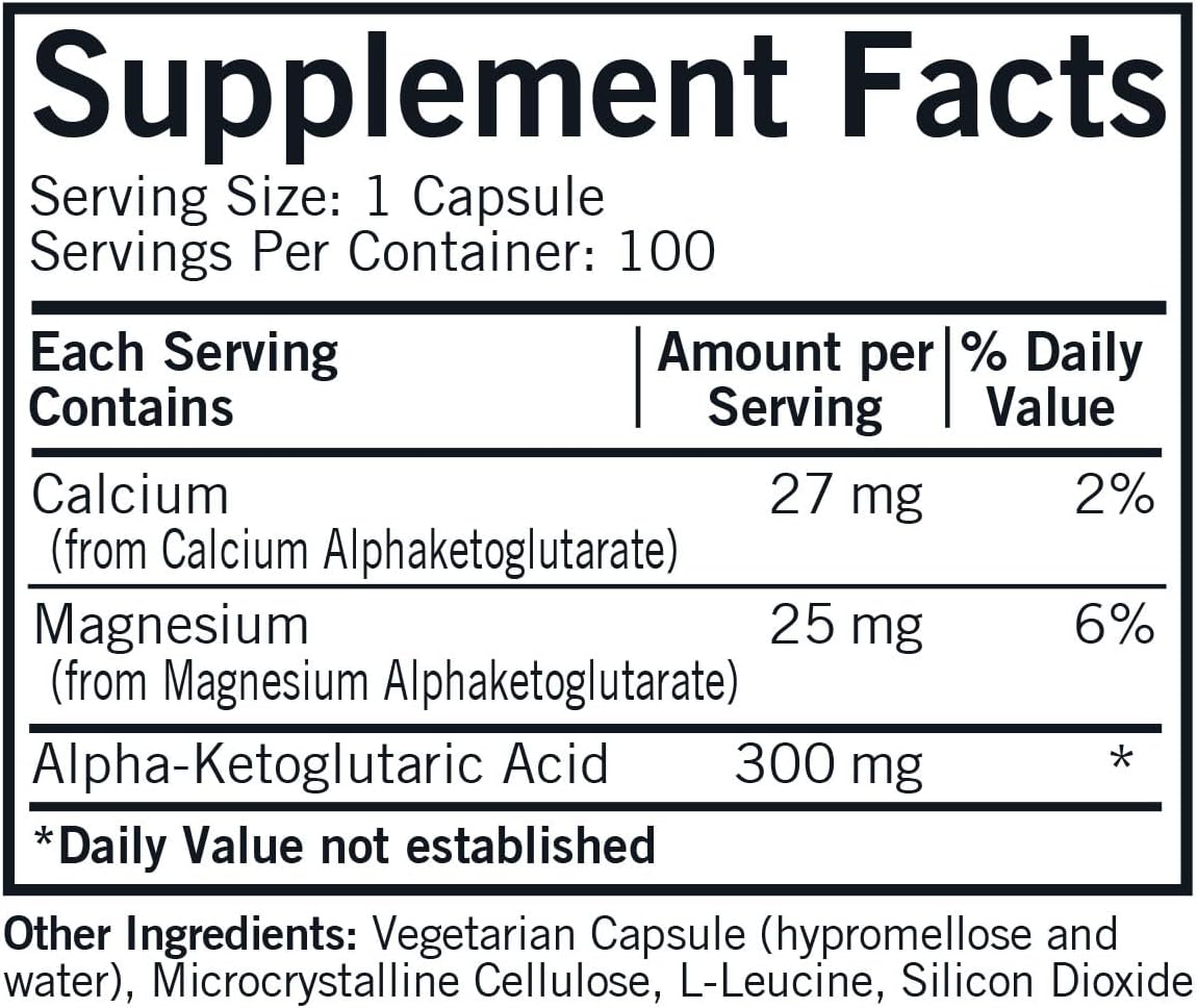 Kirkman Ácido Alfa-Cetoglutárico 300 mg - 100 Cápsulas Vegetales
