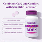Barimelts ADEK - 60 comprimidos de disolución rápida (2 meses) - Vitaminas bariátricas para mujeres con vitamina A, D, E y K, sabor natural a fresa