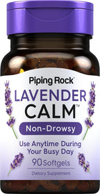 Piping Rock Lavender Calm Pills | 90 Cápsulas blandas | Complemento no somnoliento | Sin OGM, Sin Gluten