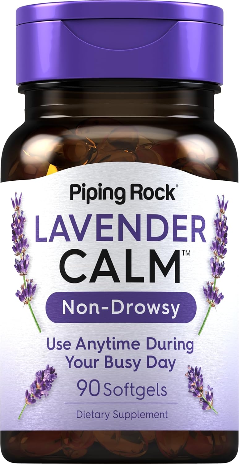 Piping Rock Lavender Calm Pills | 90 Cápsulas blandas | Complemento no somnoliento | Sin OGM, Sin Gluten
