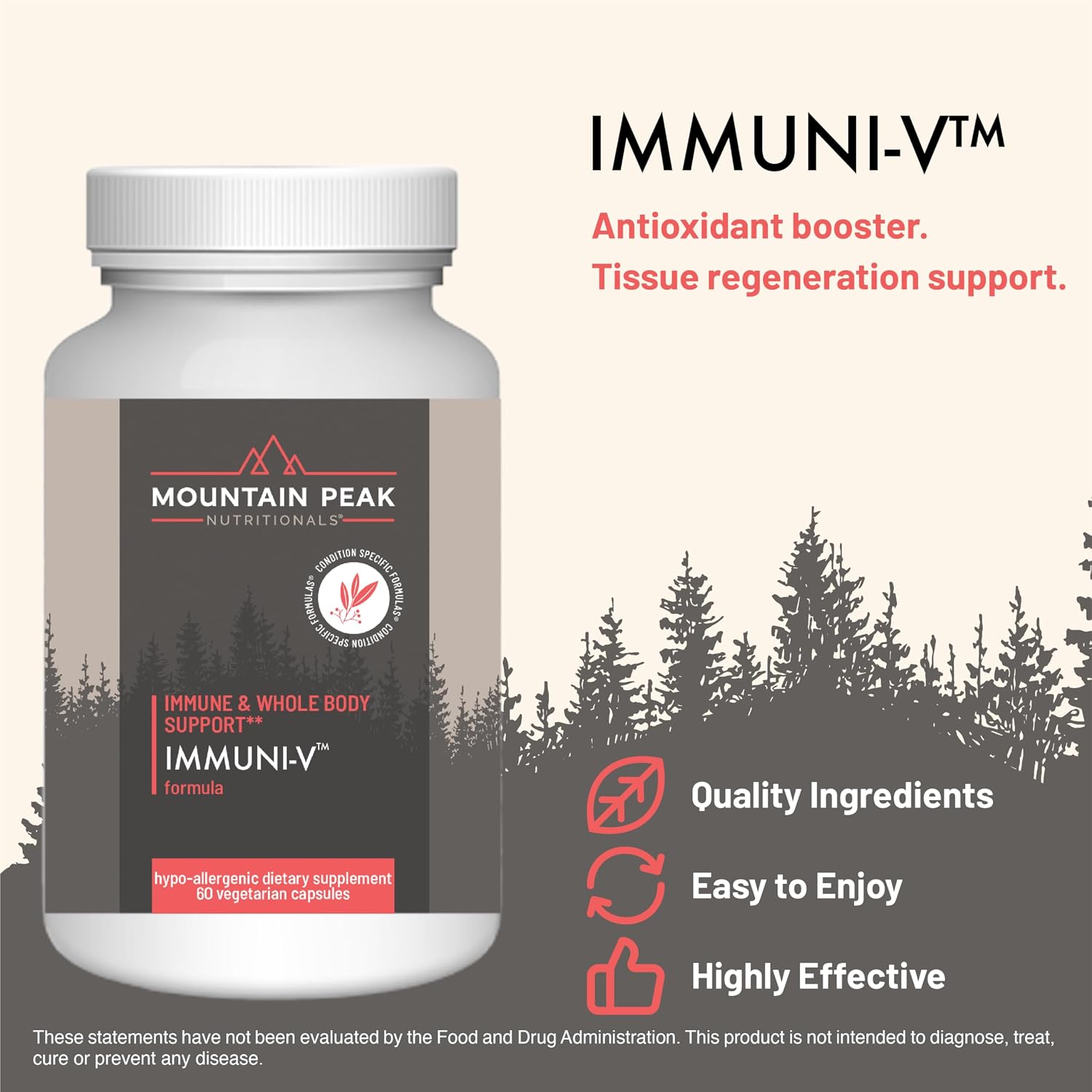 Mountain Peak Nutritionals Immuni-V - Suplemento de apoyo inmunitario con ácido húmico, extracto de olivo y saúco (60 cápsulas vegetarianas)