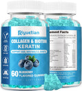 Riyuetian Biotin Gummies 15000mcg con Colágeno - Gomitas para Cabello, Piel y Uñas - Vegano, Sin OGM - 60 unidades