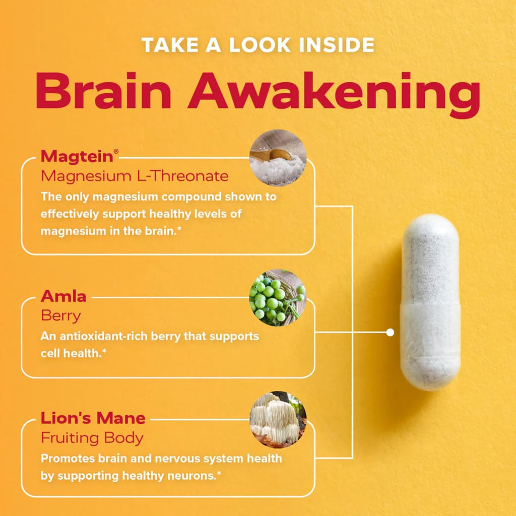 Redd Remedies Brain Awakening – Supports Cognitive Function and Focus, 120 Vegan Capsules