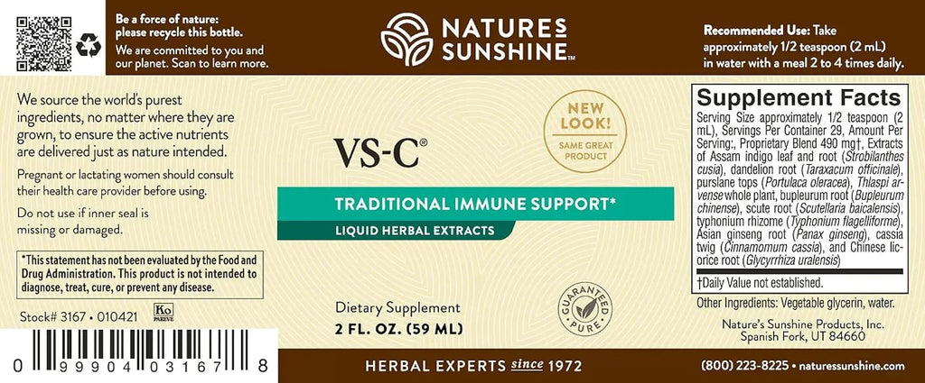 Nature's Sunshine VS-C Liquid, 60 ml | Vitamina C Líquida para el Sistema Inmunitario