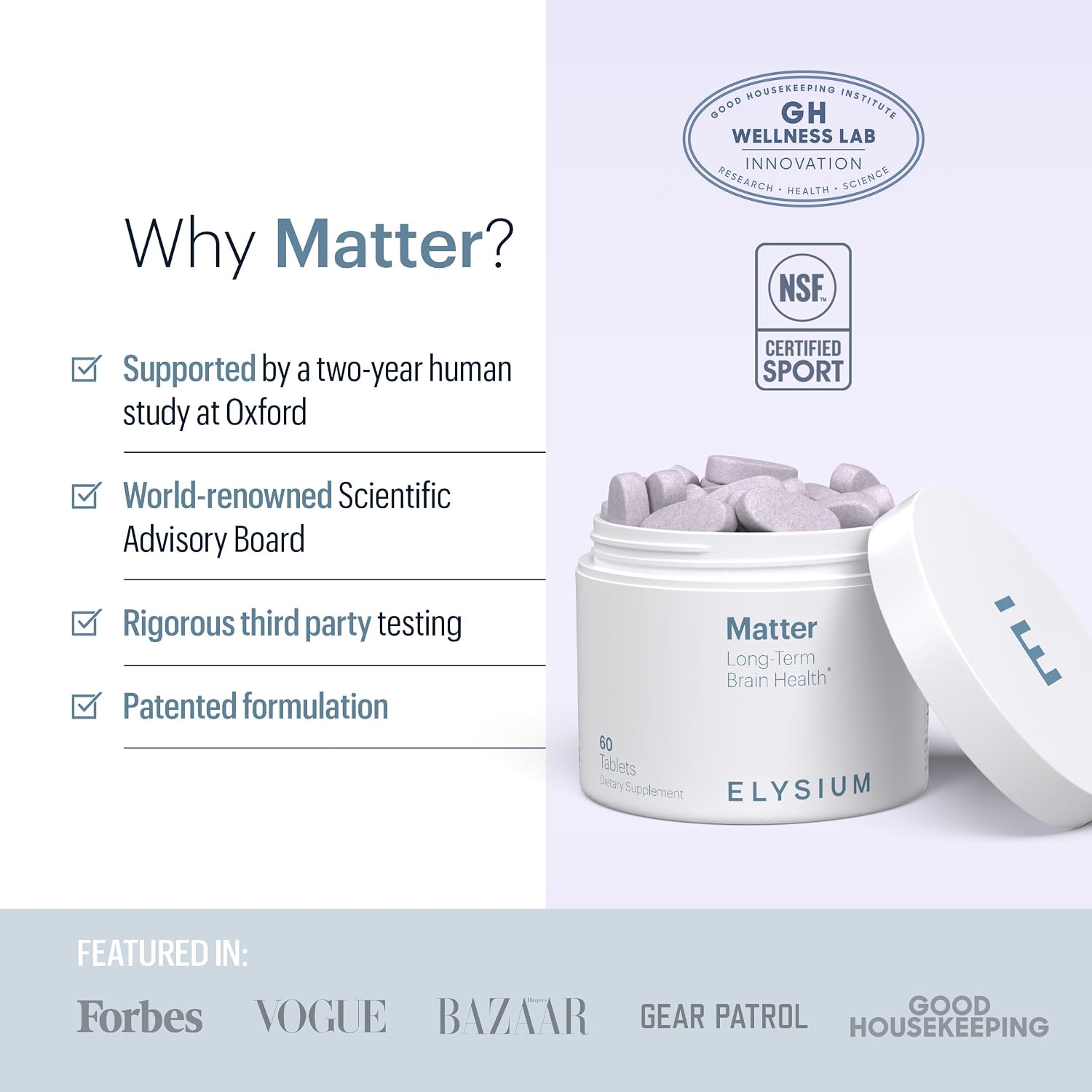 ELYSIUM Matter - Suplemento Cerebral con Omega 3 y DHA - 30 Dosis