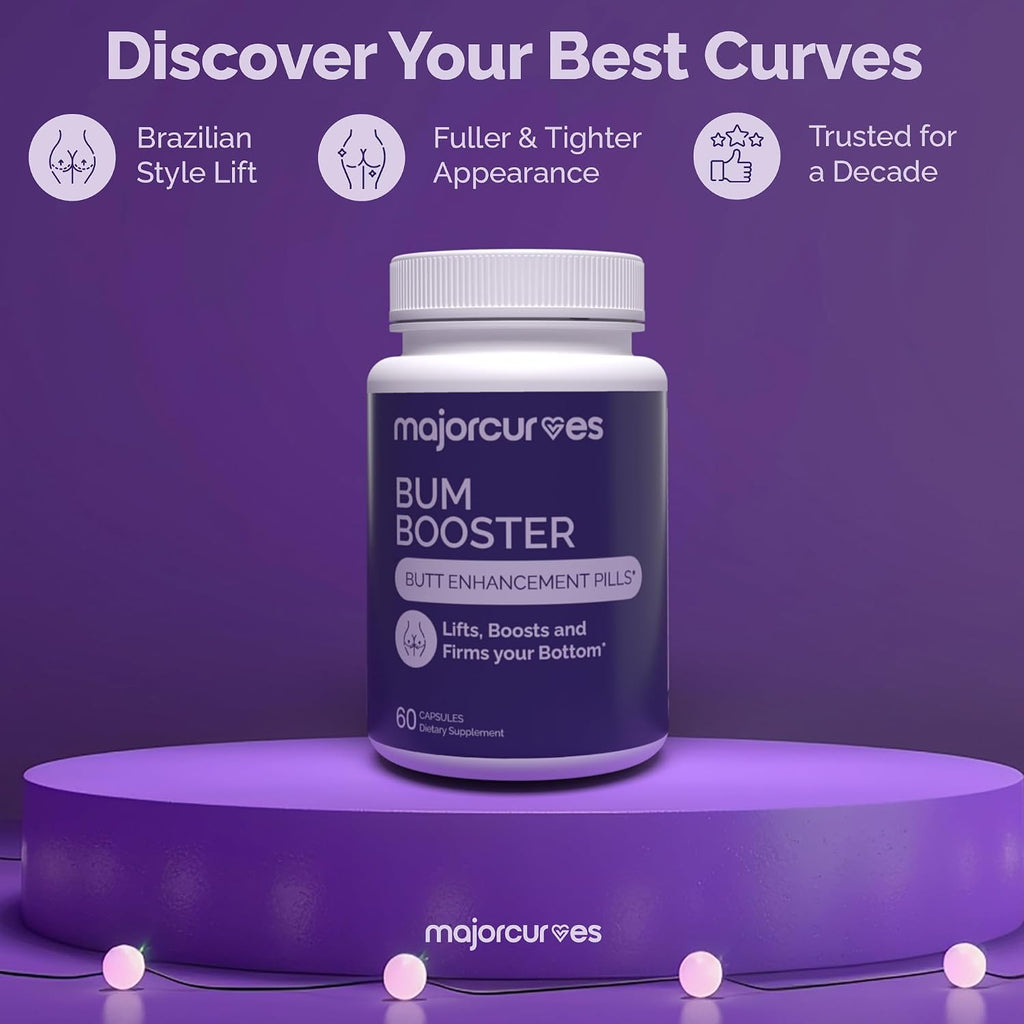 Major Curves Bum Booster Pills – Cápsulas para Aumento de Glúteos y Caderas, Alternativa Natural al BBL con Fenogreco y Ñame Silvestre