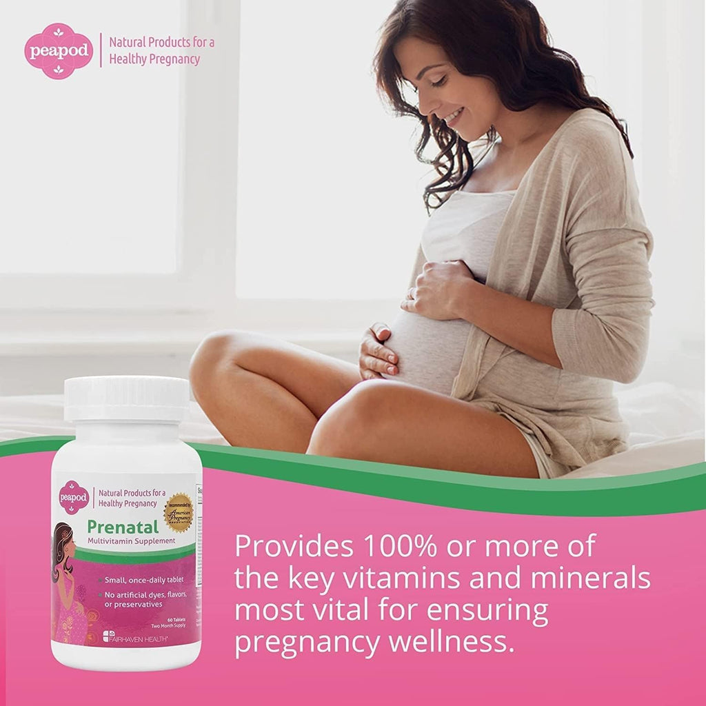 Fairhaven Health Peapod Prenatal Multivitamin - 1 al Día, Sabor Vainilla - 60 Comprimidos (2 Meses de Suministro)