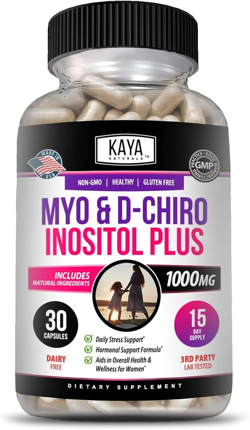 Kaya Naturals Myo & D-Chiro Inositol Plus 60 Cápsulas - Complemento Alimenticio con Vitamina B8