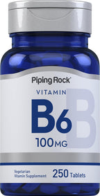 Piping Rock Vitamina B6 100 mg | 250 Comprimidos | Piridoxina Clorhidrato