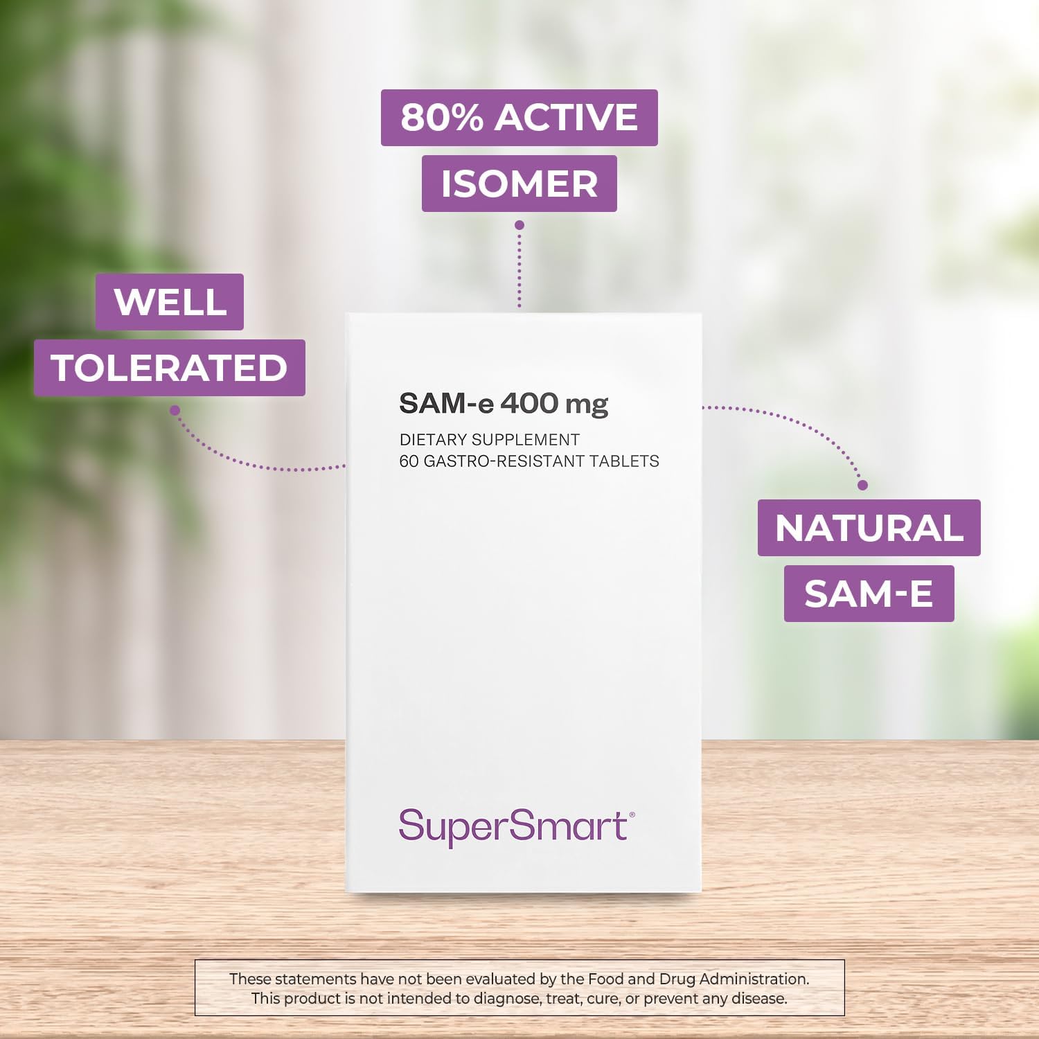 Supersmart SAM-e 400 mg (80% Isómero Activo S,S) - 60 Comprimidos Recubiertos Entéricos