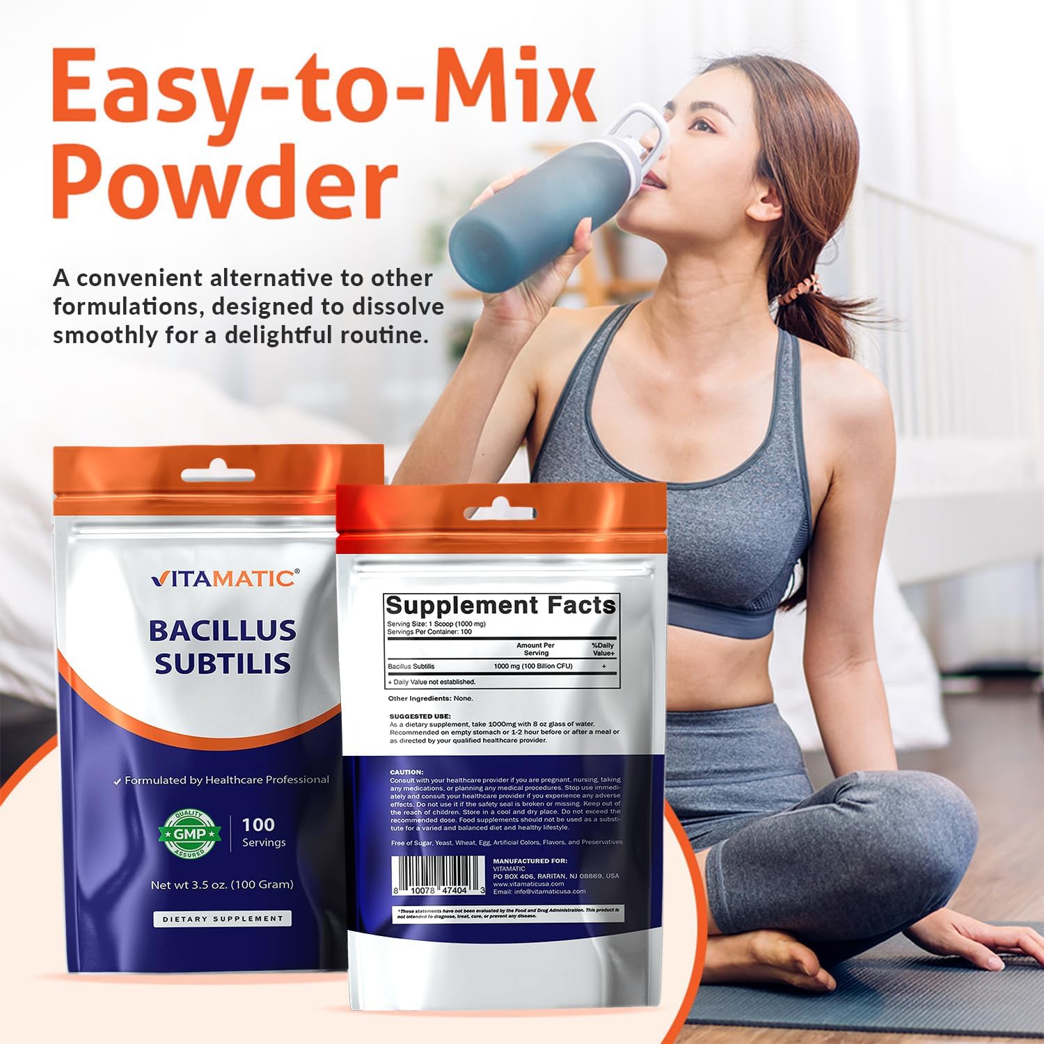 Vitamatic Bacillus Subtilis Probiótico en Polvo - 100g - 100 Porciones