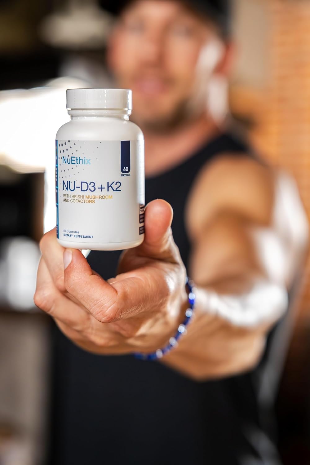 NuEthix Formulations NU-D3 + K2 - Vitamina D3 y K2 5000 UI con Reishi, Magnesio y Zinc, 60 cápsulas