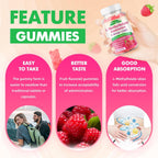 MEENCCD 2 Pack L-Methylfolate Gummies, Methylfolate Supplement, 5-MTHF Supplement - Active 5-MTHF - Supports Overall Wellness, Vegan, Raspberry Flavor, 120 Count