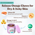 Omega Chews para Perros con Aceite de Salmón y Omega 3 – Apoyo para Piel, Pelo y Articulaciones (180 unidades)