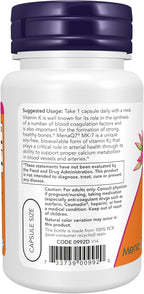 NOW Foods Vitamina K2 MK-7 100 mcg, 60 Cápsulas Vegetales