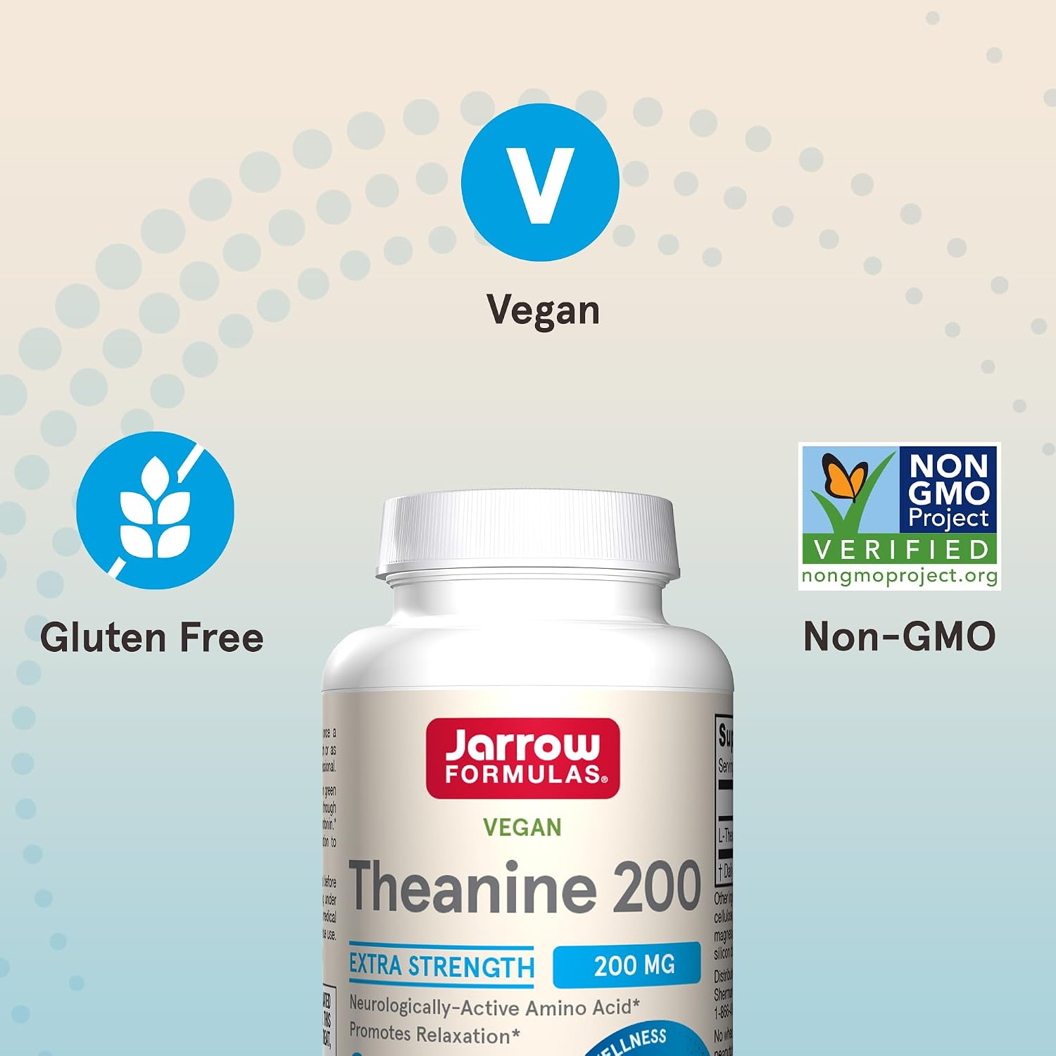 Jarrow Formulas Extra Strength L-Teanina 200 mg - 60 Cápsulas Veganas