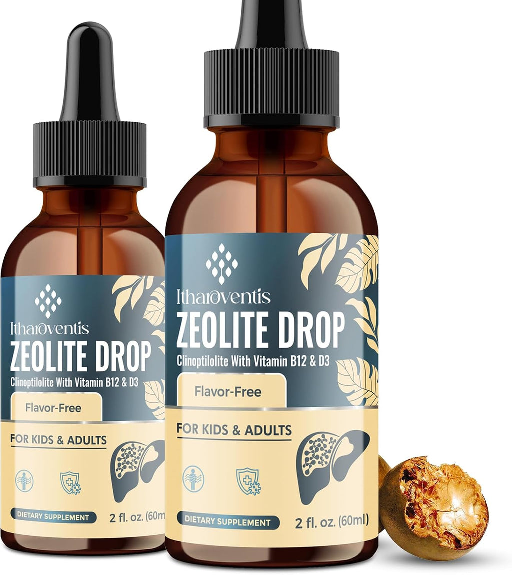 Itharoventis Gotas de Zeolita con Vitamina B12 y D3 - para Niños y Adultos - Sabor Natural a Monk Fruit - 118 ml