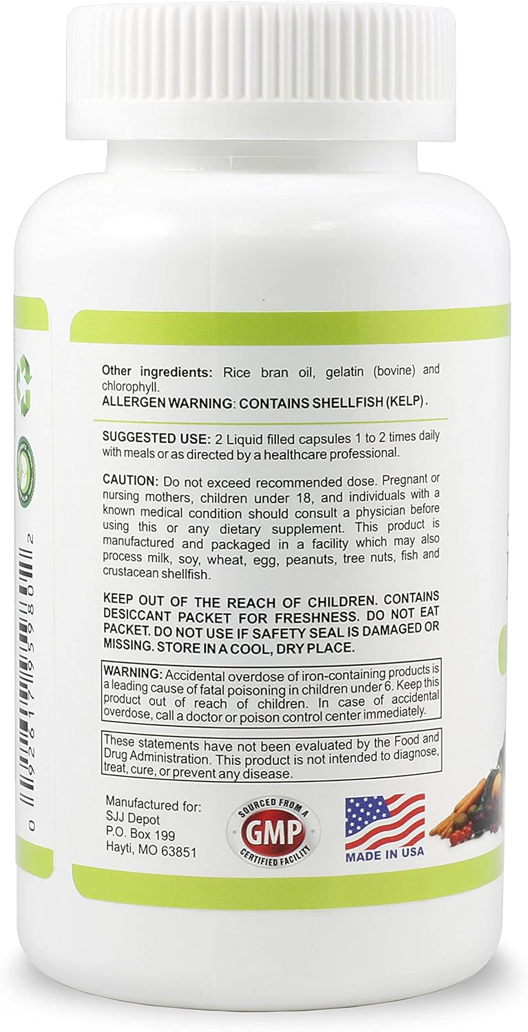 SJJ DEPOT Multivitamínico de Frutas y Verduras, 120 Cápsulas Líquidas