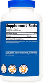 Nutricost L-Tyrosine 500mg, 180 Cápsulas - Sin Gluten y No GMO