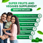 VVN Naturals Gominolas de Super Greens y Frutas Orgánicas Sin Azúcar (60 Gomitas Veganas)
